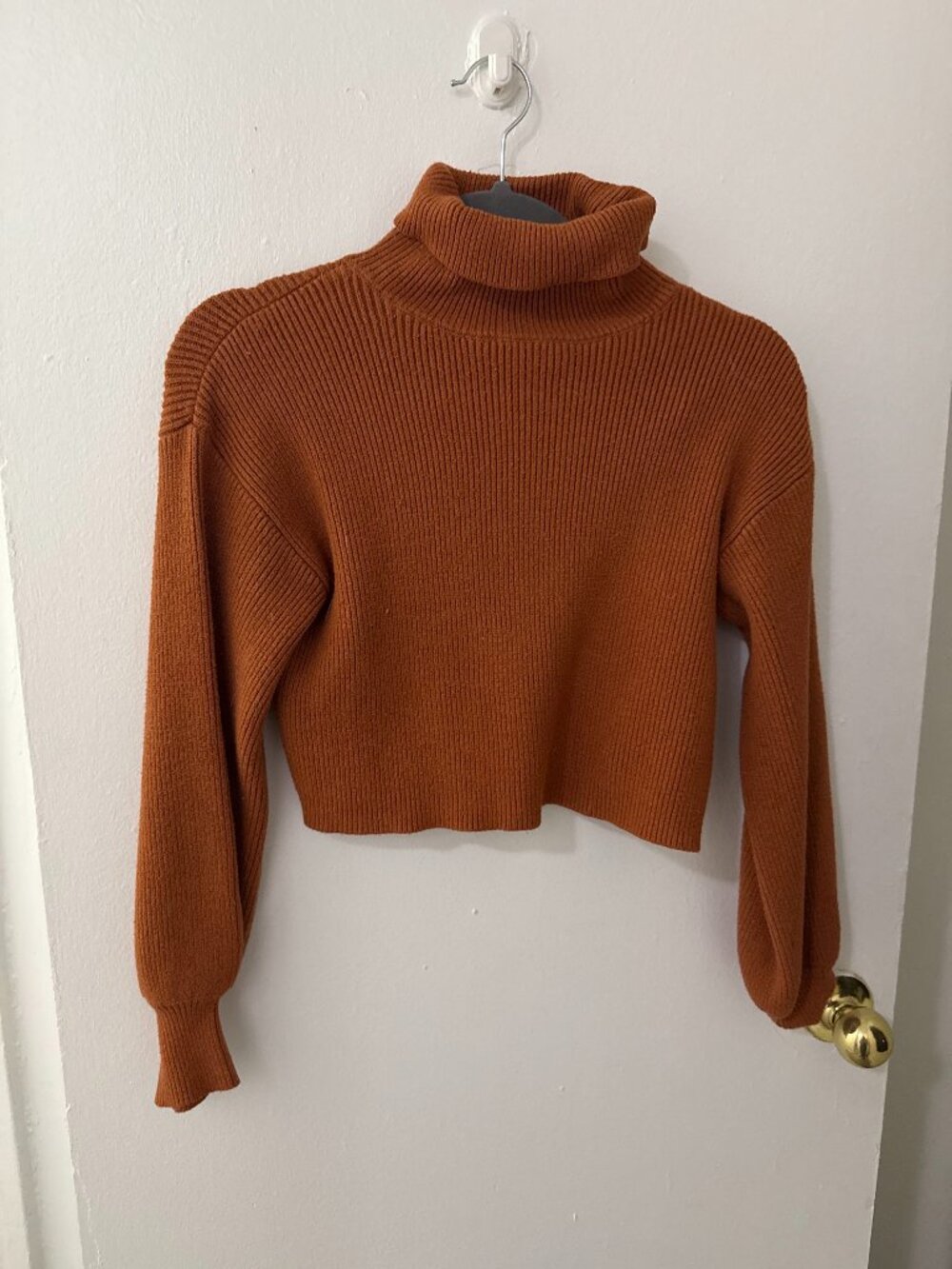 Oversized knit green mock neck sweater